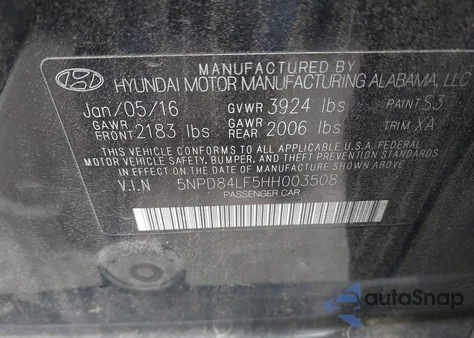 2017 Hyundai Elantra Se z USA, uszkodzony, nr VIN 5NPD84LF5HH003508